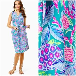NWOT Lilly Pulitzer Naila Midi Colorful Sleeveless Floral Dress Maldives Green L